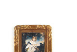 Vintage 1:12 Miniature Dollhouse Framed Portrait Painting of a Girl & a Dog