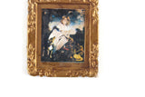 Vintage 1:12 Miniature Dollhouse Framed Portrait Painting of a Girl & a Dog