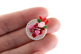Vintage 1:12 Miniature Dollhouse Plate of Red & Pink Heart-Shaped Cookies or Candies