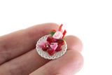 Vintage 1:12 Miniature Dollhouse Plate of Red & Pink Heart-Shaped Cookies or Candies