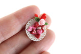Vintage 1:12 Miniature Dollhouse Plate of Red & Pink Heart-Shaped Cookies or Candies