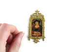 Vintage 1:12 Miniature Dollhouse Portrait Painting of a Man in Ornate Gold Frame
