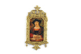 Vintage 1:12 Miniature Dollhouse Portrait Painting of a Man in Ornate Gold Frame