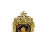 Vintage 1:12 Miniature Dollhouse Portrait Painting of a Man in Ornate Gold Frame