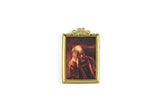 Vintage 1:12 Miniature Dollhouse Portrait Painting of a Man in Gold Frame