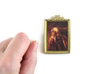 Vintage 1:12 Miniature Dollhouse Portrait Painting of a Man in Gold Frame