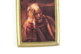 Vintage 1:12 Miniature Dollhouse Portrait Painting of a Man in Gold Frame