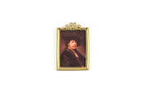 Vintage 1:12 Miniature Dollhouse Portrait Painting of a Man in Gold Frame
