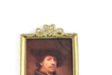 Vintage 1:12 Miniature Dollhouse Portrait Painting of a Man in Gold Frame