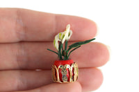 Vintage 1:12 Miniature Dollhouse White Calla Lily Potted Plant