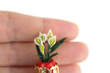 Vintage 1:12 Miniature Dollhouse White Calla Lily Potted Plant