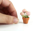 Vintage 1:12 Miniature Dollhouse Pink Hydrangea Potted Plant