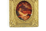 Vintage 1:12 Miniature Dollhouse Renaissance-Style Painting of People in Ornate Gold Frame