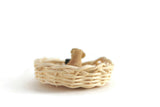 Vintage 1:12 Miniature Dollhouse Round Wicker Pet Bed Basket