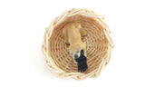 Vintage 1:12 Miniature Dollhouse Round Wicker Pet Bed Basket