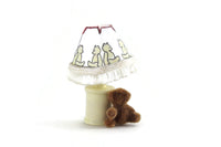 Vintage 1:12 Miniature Dollhouse Yellow & White Teddy Bear Table Lamp