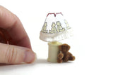 Vintage 1:12 Miniature Dollhouse Yellow & White Teddy Bear Table Lamp