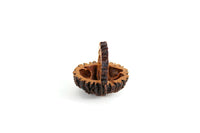 Vintage 1:12 Miniature Dollhouse Black Walnut Shell Basket with Handle