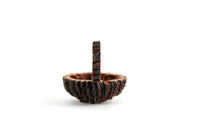 Vintage 1:12 Miniature Dollhouse Black Walnut Shell Basket with Handle