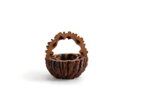 Vintage 1:12 Miniature Dollhouse Black Walnut Shell Basket with Handle