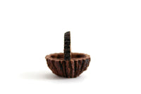 Vintage 1:12 Miniature Dollhouse Black Walnut Shell Basket with Handle