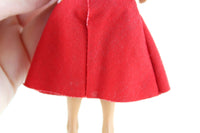 Vintage 1:12 Dollhouse Rubber Mother Mom Figurine in Plaid Shirt & Red Skirt