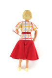 Vintage 1:12 Dollhouse Rubber Mother Mom Figurine in Plaid Shirt & Red Skirt