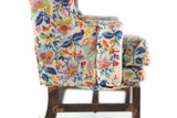 Vintage 1:12 Miniature Dollhouse Beige, Blue & Orange Floral Pattern Wingback Chair