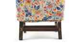 Vintage 1:12 Miniature Dollhouse Beige, Blue & Orange Floral Pattern Wingback Chair