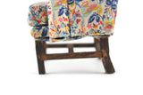 Vintage 1:12 Miniature Dollhouse Beige, Blue & Orange Floral Pattern Wingback Chair