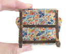 Vintage 1:12 Miniature Dollhouse Beige, Blue & Orange Floral Pattern Wingback Chair