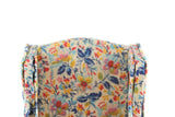 Vintage 1:12 Miniature Dollhouse Beige, Blue & Orange Floral Pattern Wingback Chair