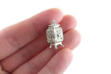 Vintage 1:12 Miniature Dollhouse Silver Floral Etched Teapot