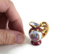 Vintage 1:12 Miniature Dollhouse Burgundy Porcelain Fragonard Style Pitcher