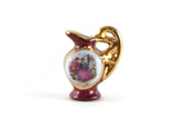 Vintage 1:12 Miniature Dollhouse Burgundy Porcelain Fragonard Style Pitcher