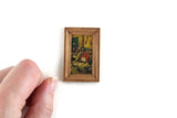 Vintage 1:12 Miniature Dollhouse Framed Painting of Soldiers with Bowls of Food
