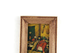 Vintage 1:12 Miniature Dollhouse Framed Painting of Soldiers with Bowls of Food
