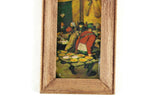 Vintage 1:12 Miniature Dollhouse Framed Painting of Soldiers with Bowls of Food