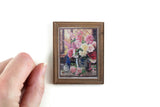 Vintage 1:12 Miniature Dollhouse Framed Floral Still Life Painting