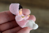 Artisan-Made Vintage 1:12 Dollhouse Baby Girl Figurine in Pink Top & White Pants from Germany