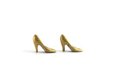 Vintage 1:12 Miniature Dollhouse Gold High Heel Shoes