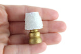 Vintage 1:12 Miniature Dollhouse Gold & White Wooden Table Lamp