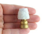 Vintage 1:12 Miniature Dollhouse Gold & White Wooden Table Lamp