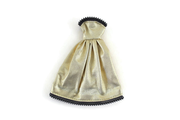Vintage 1:12 Miniature Dollhouse Gold & Black Strapless Dress