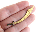 Vintage 1:12 Miniature Dollhouse Gold Metal Cutlass Sword Wall Hanging