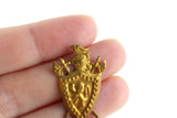 Vintage 1:12 Miniature Dollhouse Gold Metal Shield & Battle Axe Hanging