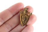 Vintage 1:12 Miniature Dollhouse Gold Metal Shield & Battle Axe Hanging