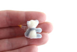 Vintage 1:12 Miniature Dollhouse Gray & White Flocked Teddy Bear with Glass Baby Bottle