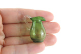 Vintage 1:12 Miniature Dollhouse Green & Clear Glass Pitcher
