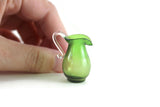 Vintage 1:12 Miniature Dollhouse Green & Clear Glass Pitcher